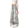 Gray Elastic Cargo Trousers
