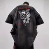 Sewn-Detail Retro-Faded Anti-Establishment Hip Hop T-Shirt
