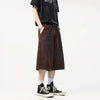Insulated Sleek Brown Rinse Wide Leg Denim Shorts