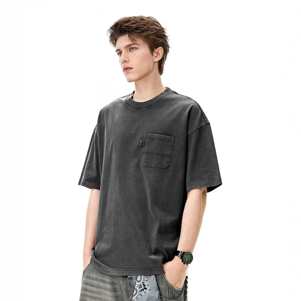 Front Pocket Pure-Hue Color Catchall T-Shirt alternatif görünüm
