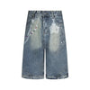 Contrast Timeless Color Wide Leg Denim Shorts