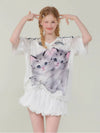 Funny Pawed Print Football Jersey T-Shirt