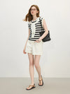 Women Throwback Multi-Stripe Knit Warm-Season Sleeveless Sweater