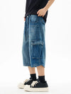 Faded Easy Cut High Street Utility Denim Shorts