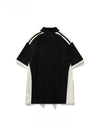 Spliced Letter Stamped Stand Collar T-Shirt