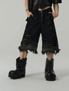 Heritage Mosaic Frayed Denim Shorts