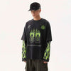 Faded Era Stars-and-Stripes Style Letter Print Long Sleeve T-Shirt