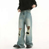 Faded Broken Hole Classic Leg Denim