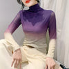 Long Mesh Print Gradient Chic T-Shirt