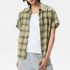 Olive Plaid Vintage Lapel Short Top
