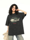 Vintage Harf Baskılı Oversize Tişört, stil görünüm — Navra Wear