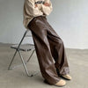 Casual Faux Leather Trousers