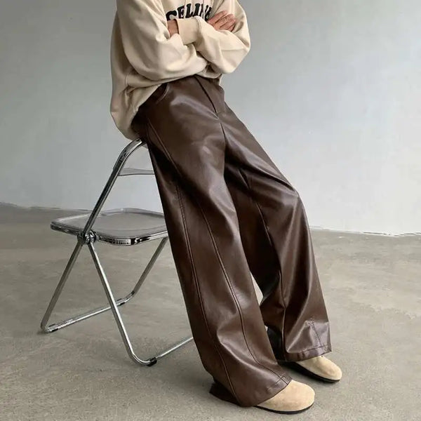 Casual Faux Leather Trousers alternatif görünüm