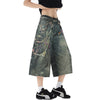 Custom 3D Printed Chain Pattern Denim Shorts