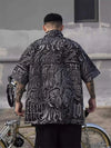 All-Over Letter Print Retro Short Shirt