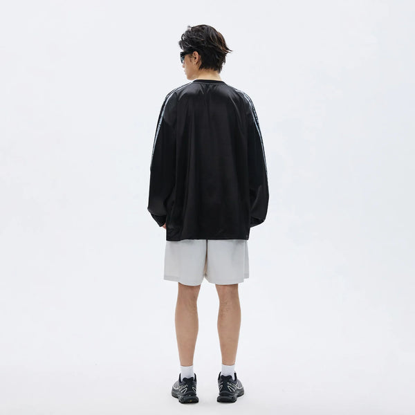 Durable Washed-Out Hip Hop Stripe Long Sleeve T-Shirt alternatif görünüm