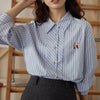 Embroidered Stripe Classic Chic Blouse