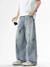 Yırtık Detaylı Baggy Jean Pantolon, yakın çekim — Navra Wear