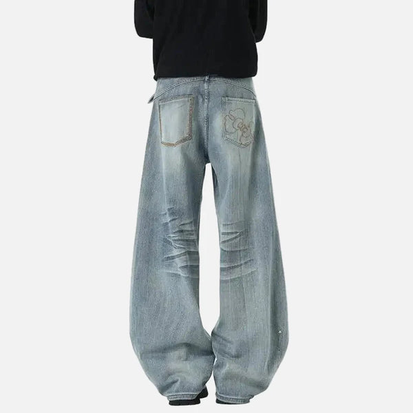 Seoul Style Washing Moustache Effect Denim alternatif görünüm