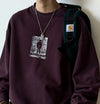 Baskılı Oversize Bisiklet Yaka Sweatshirt, kombin görünüm — Navra Wear