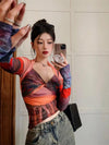 Turn-Of-Era Fishnet Sleeve Mesh Top