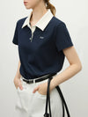 Women Street-Culture Elegant Throwback Knitted Placket-Neck Collar T-Shirt