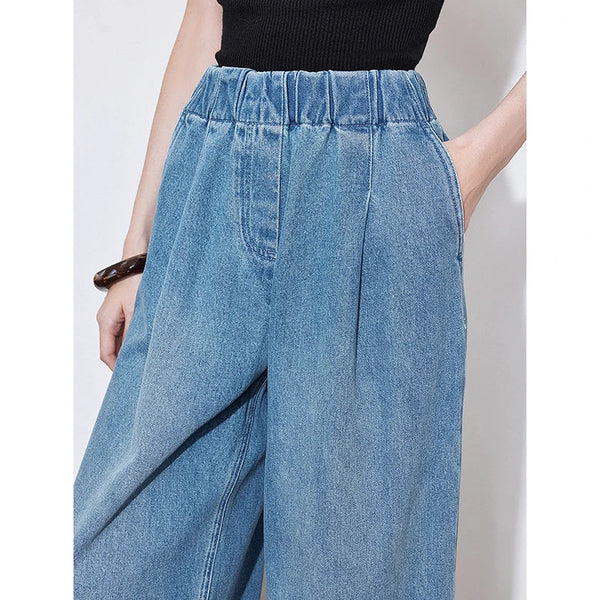 Elastic Waist Bell Leg Denim alternatif görünüm