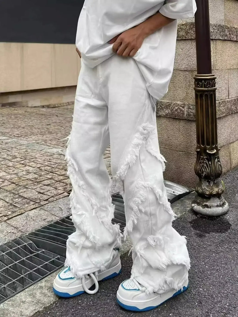 Faded Western Style Raw Edge Denim