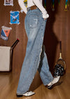 Durable Faded High-Rise Bell Leg Denim