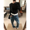 Durable 2000s Blue Mosaic Sleek Urban Beat Denim