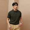 Timeless Easy-Wear Prestige Knitted Placket-Neck Short Sleeve T-Shirt