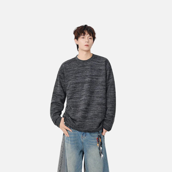 Woven Texture Crewneck Long Sleeve alternatif görünüm