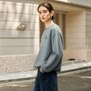 Plaid Stitch Casual Crewneck