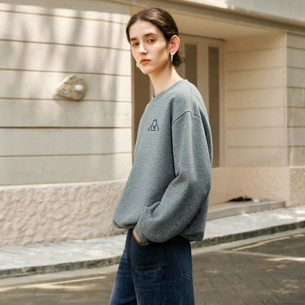Plaid Stitch Casual Crewneck alternatif görünüm