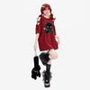 Red No-Rules Minimal Print All-American Style T-Shirt