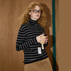 Time-Worn Stripe Knit High Neck Long Sleeve T-Shirt