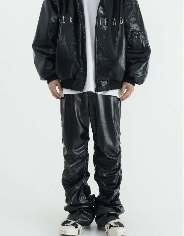 Moto Pleat Leather Trousers alternatif görünüm