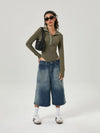Timeless Rinse Ombre Wide Leg Denim Shorts