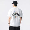 Sleeve Short Stretchy White and Black T-Shirt