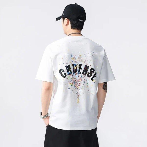 Sleeve Short Stretchy White and Black T-Shirt alternatif görünüm