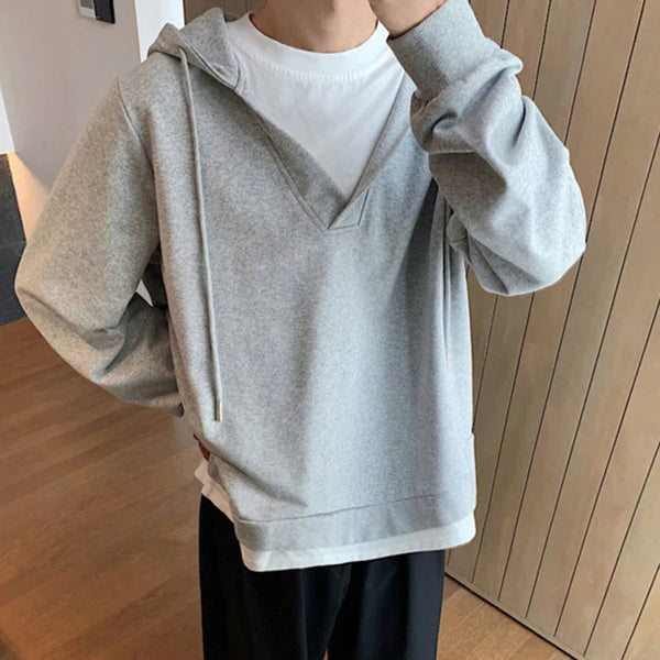 Relaxed Solid V-Neck Sweatshirt alternatif görünüm