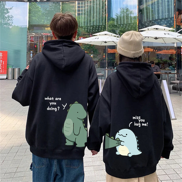 Dino Print Couple Sweatshirt alternatif görünüm