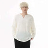 Sharp-Cut Seoul-Style Long Sleeve V-Neck T-Shirt