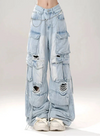 Breathable 2000s 90s Style Oversized Torn Utility Denim