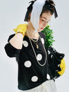 White Black Dot Polka Long Sleeve T-Shirt