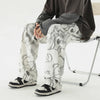 Vintage Düz Kesim Grafiti Baskılı Jogger, arka görünüm — Navra Wear