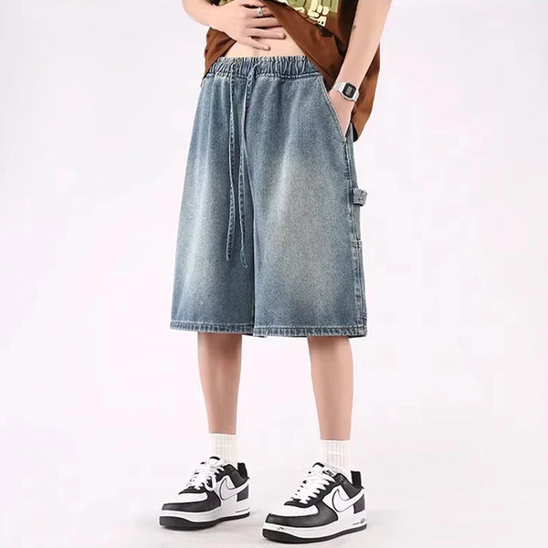Relaxed High Blue Denim Shorts