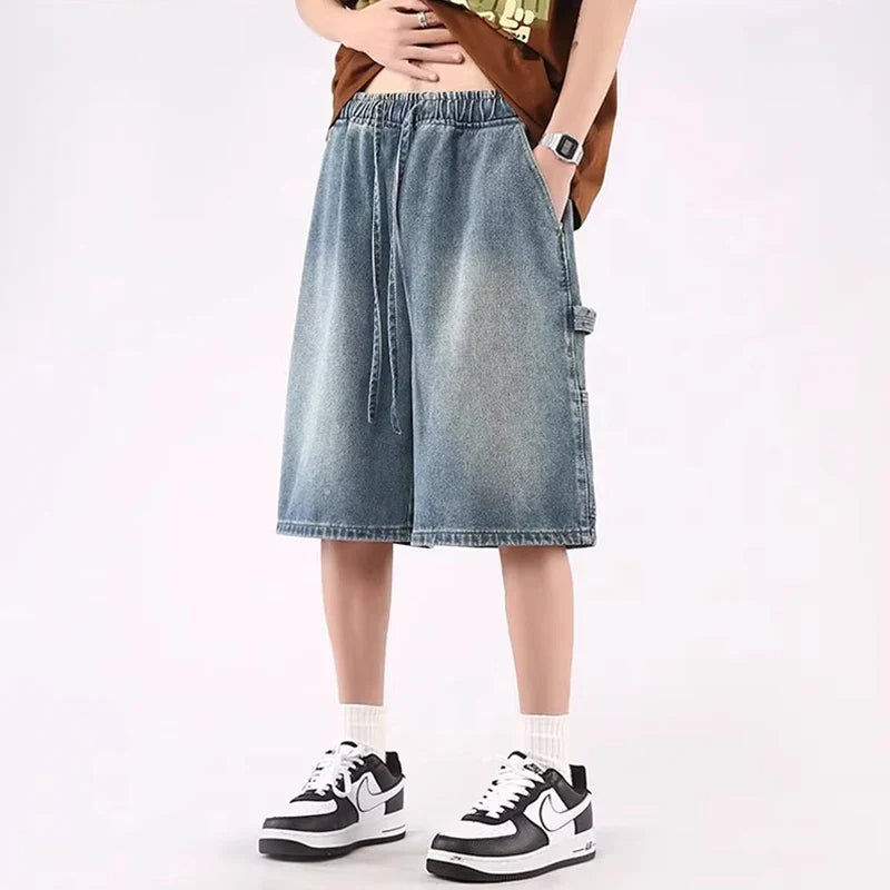 Relaxed High Blue Denim Shorts