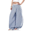 Plaid Stretch Wide-Leg