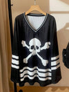 Mesh-Flow Mesh Stamped V-Neck Long Sleeve T-Shirt